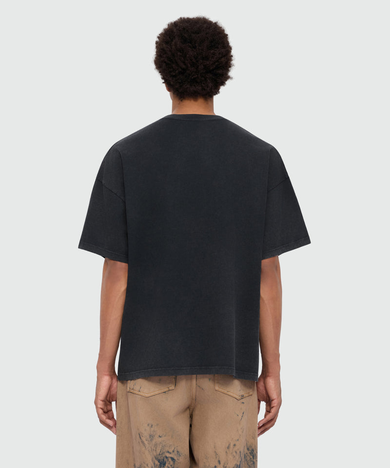 Anthracite grey short-sleeve cotton jersey T-shirt with front print 98 Uomo 