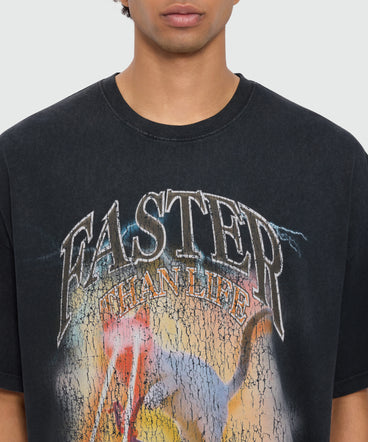 Anthracite grey short-sleeve cotton jersey T-shirt with front print