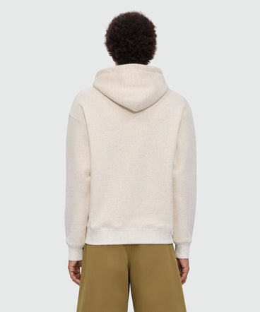 Off-white cotton hoodie with front print