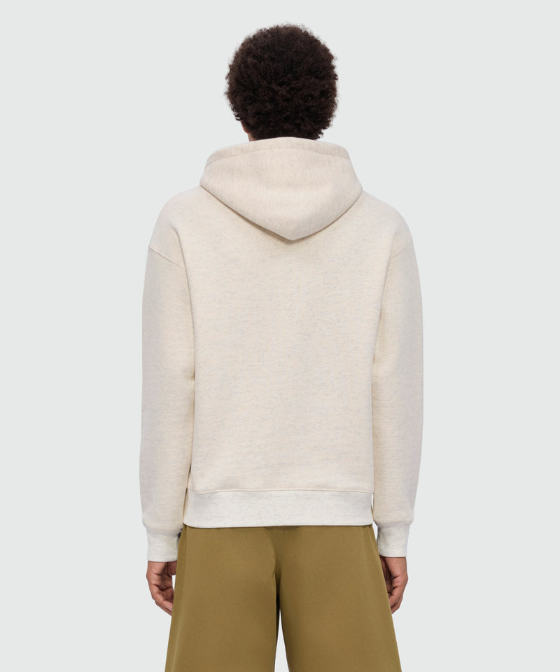 Off-white cotton hoodie with front print 02 Uomo 