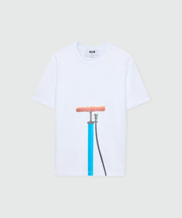 White short-sleeve cotton jersey T-shirt with print.