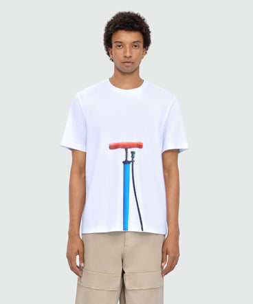 White short-sleeve cotton jersey T-shirt with print.