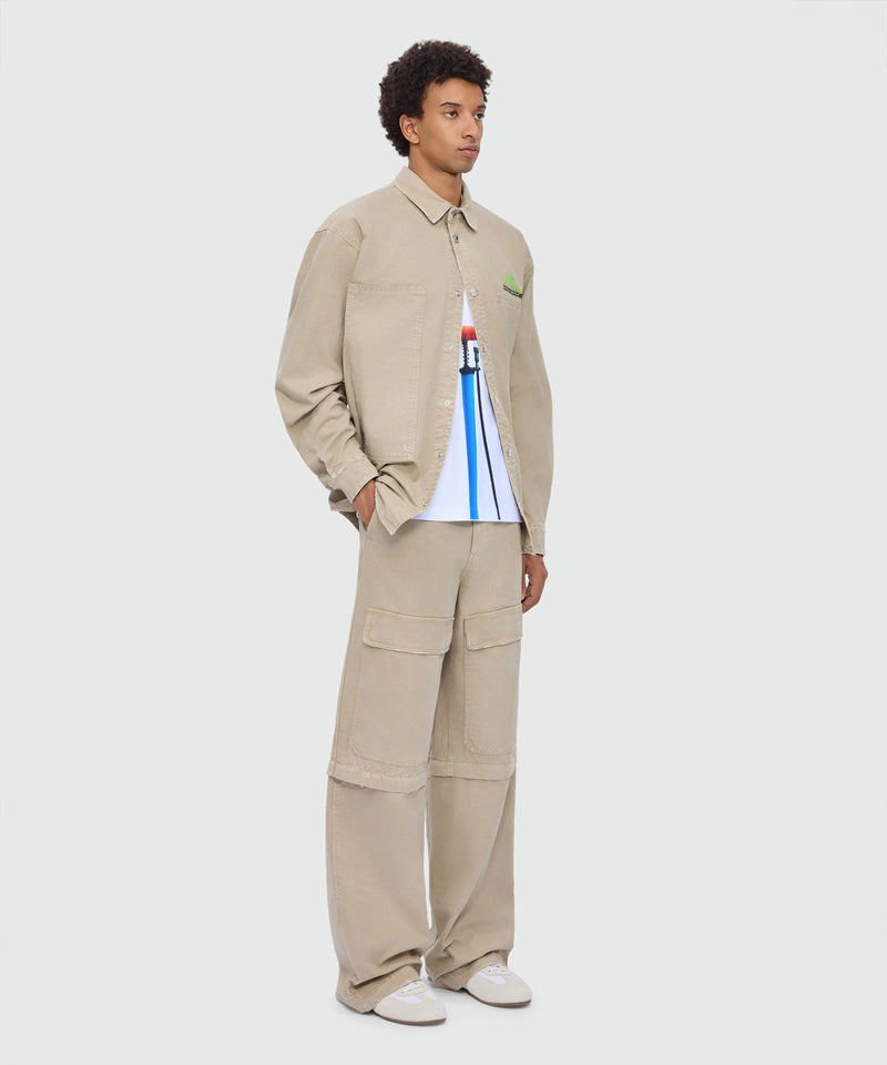 White short-sleeve cotton jersey T-shirt with print. 01 Uomo 