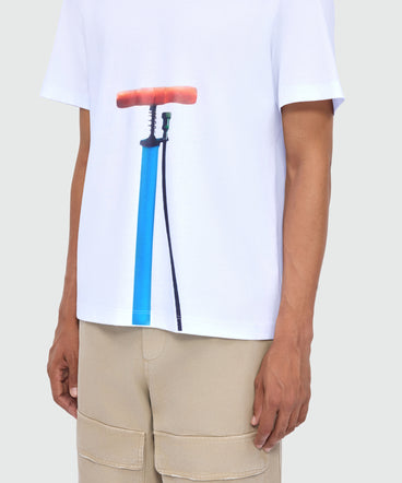 White short-sleeve cotton jersey T-shirt with print.