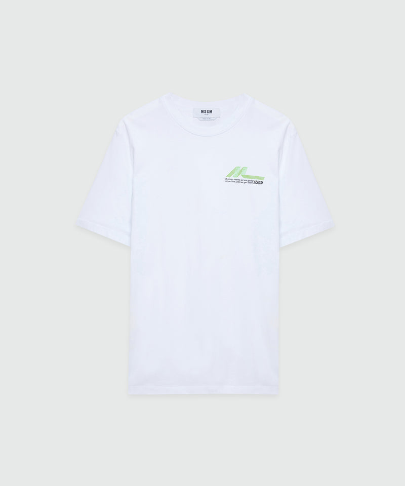 White short-sleeve cotton jersey T-shirt with chest print 01 Uomo 