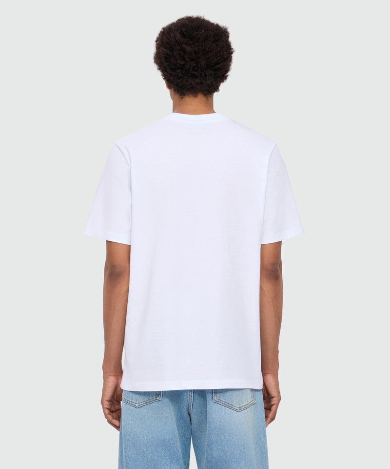 White short-sleeve cotton jersey T-shirt with chest print 01 Uomo 