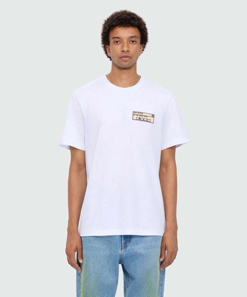 White long-sleeve cotton jersey T-shirt with patch on the chest. 01 Uomo 