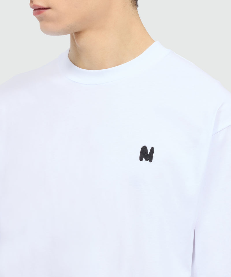 White long-sleeve cotton jersey T-shirt with front print 01 Uomo 
