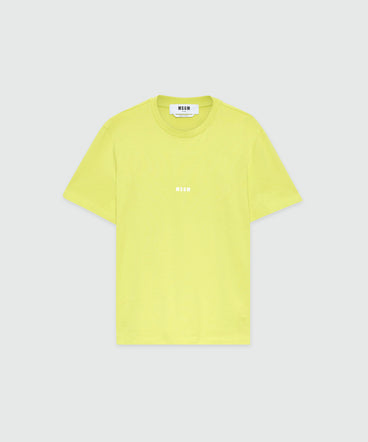 Lime short-sleeve cotton jersey T-shirt with micro logo on the front