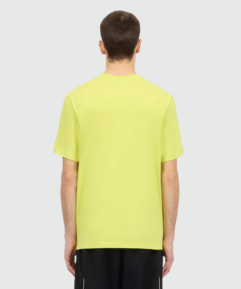 Lime short-sleeve cotton jersey T-shirt with micro logo on the front 32 Uomo 