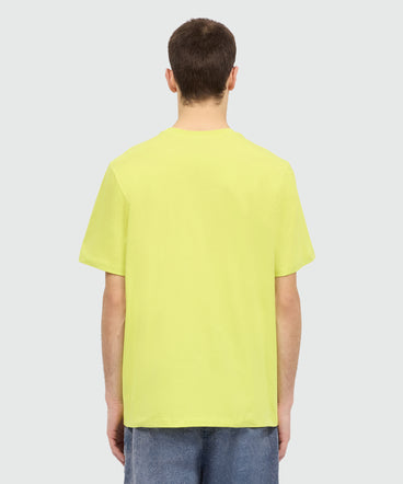 Lime short-sleeve cotton jersey T-shirt with brushed logo on the front