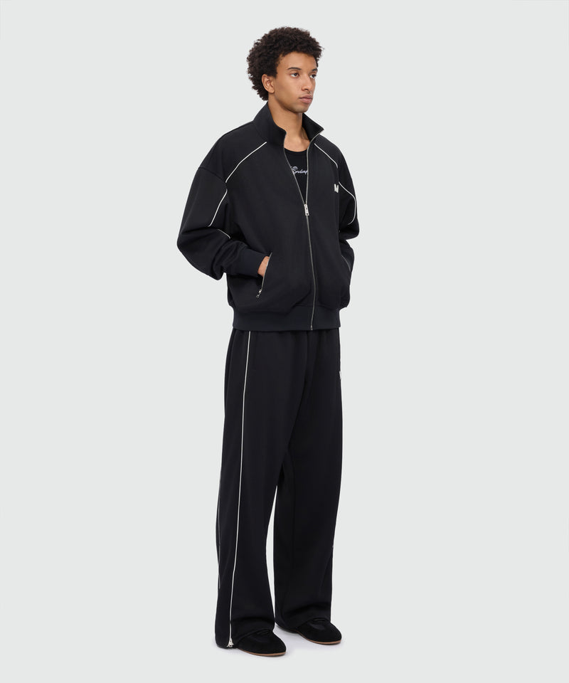 Black cotton ribbed tank top with front embroidery 99 Uomo 