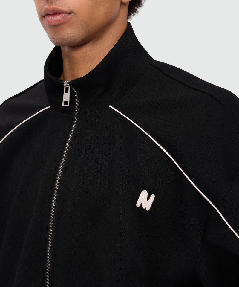 Black double pique sweatshirt with contrast inserts and MWAVE embroidery on the chest 99 Uomo 