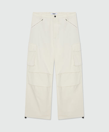 Ice grey cotton gabardine trousers with patch pocket detail on the leg