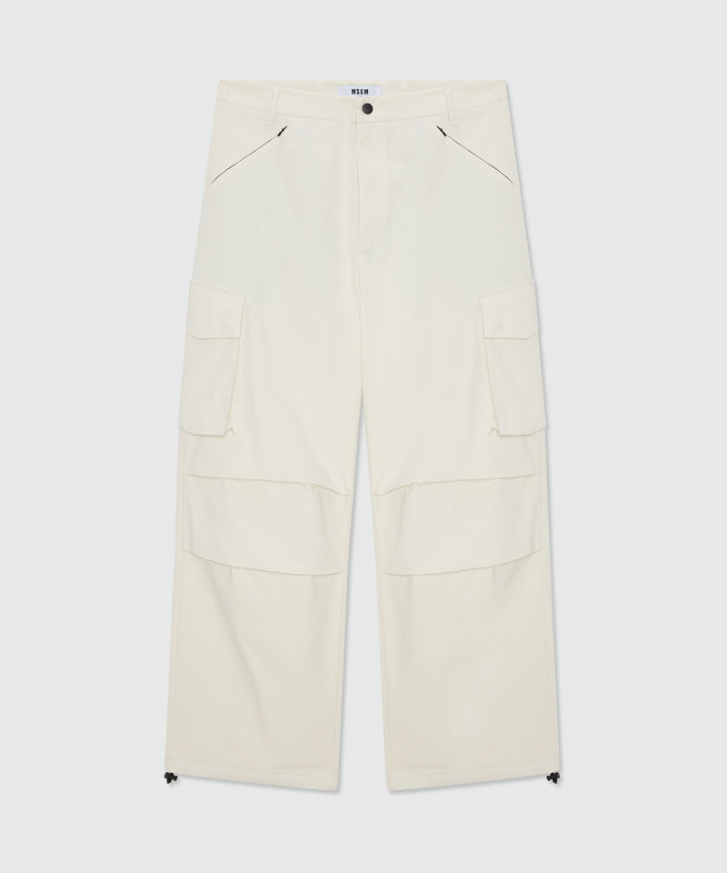 Ice grey cotton gabardine trousers with patch pocket detail on the leg 93 Uomo 
