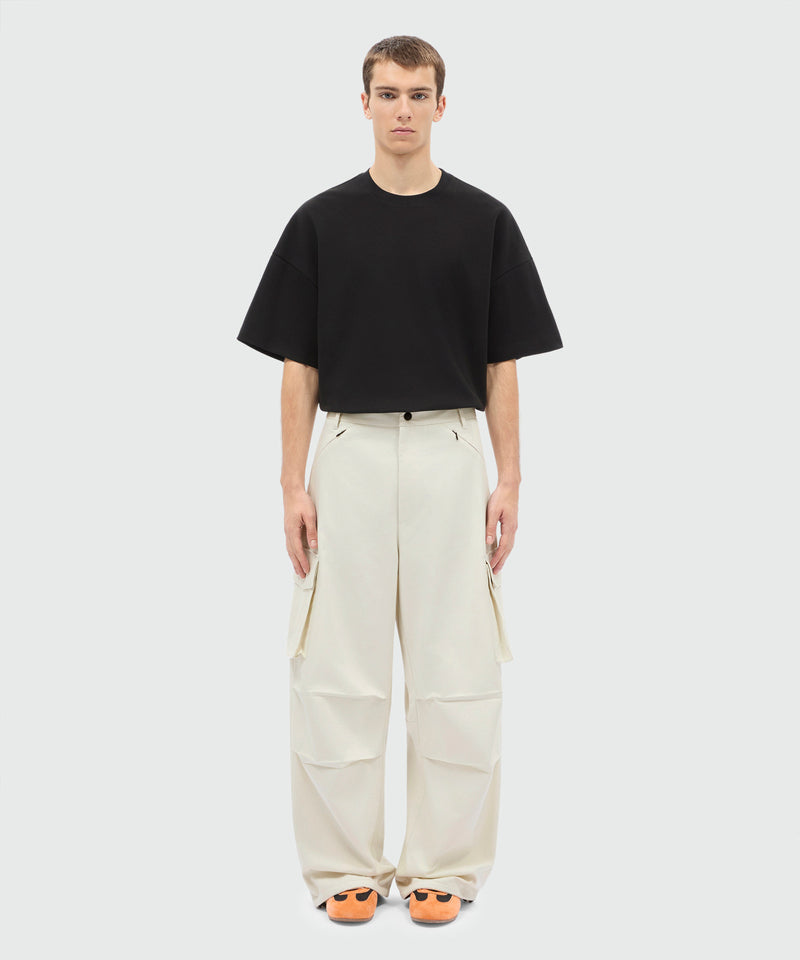 Ice grey cotton gabardine trousers with patch pocket detail on the leg 93 Uomo 