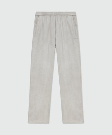 Ice grey wide-leg lyocell trousers with hand airbrushed tie-dye effect