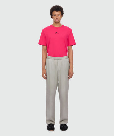 Ice grey wide-leg lyocell trousers with hand airbrushed tie-dye effect