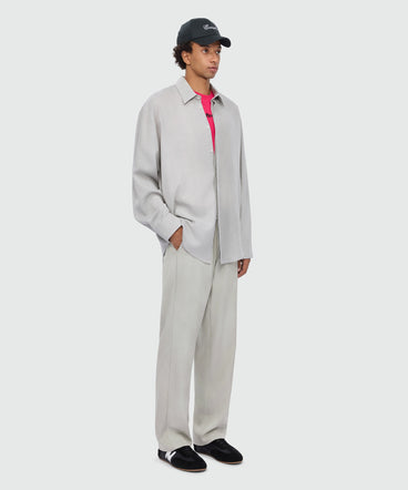 Ice grey wide-leg lyocell trousers with hand airbrushed tie-dye effect