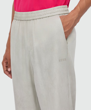 Ice grey wide-leg lyocell trousers with hand airbrushed tie-dye effect