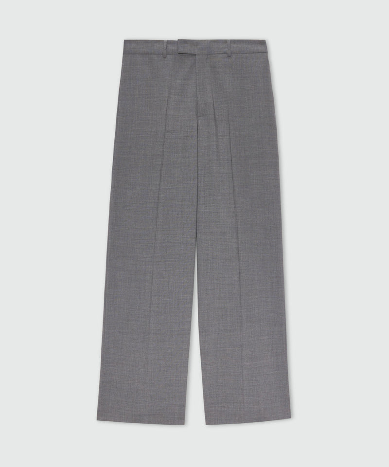Grey melange wide-leg wool trousers with pressed crease 98 Uomo 