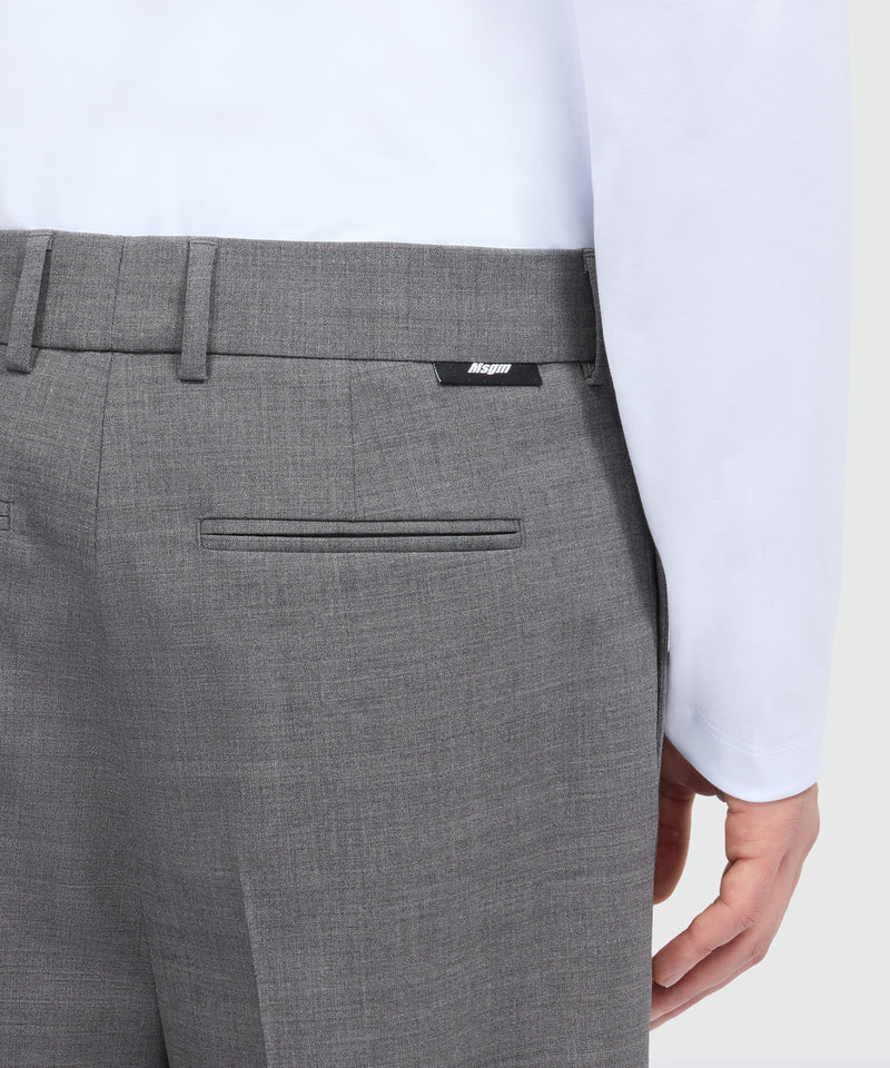 Grey melange wide-leg wool trousers with pressed crease 98 Uomo 