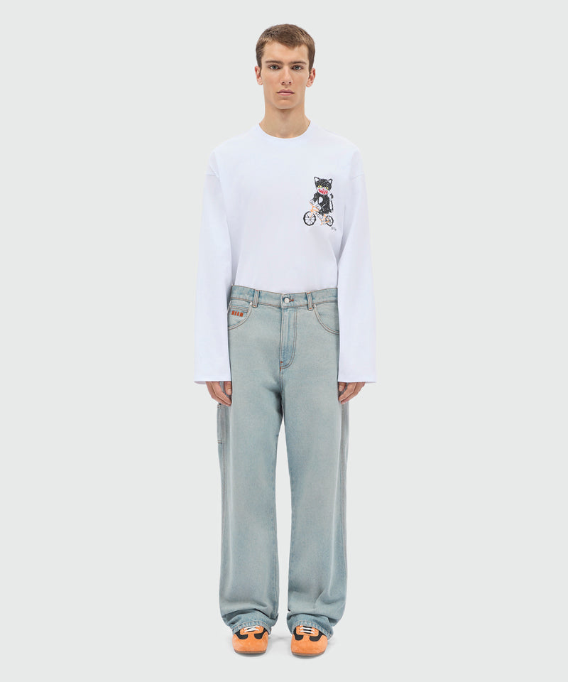 Light-wash denim workwear five-pocket trousers 82 Uomo 