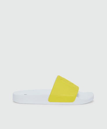 Lime rubber sandals with raised logo