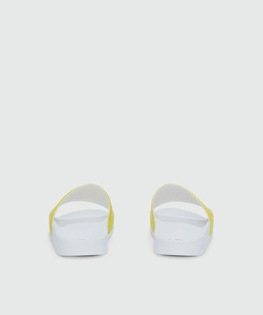 Lime rubber sandals with raised logo