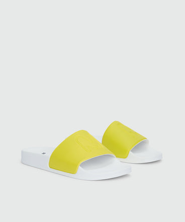 Lime rubber sandals with raised logo