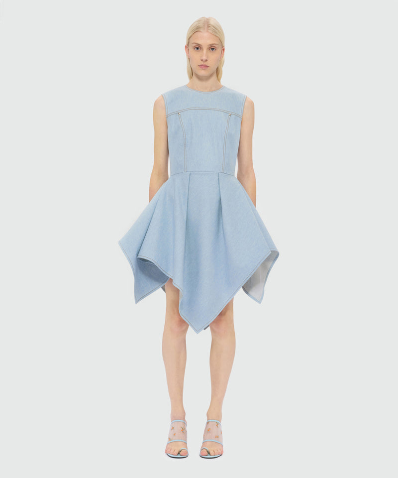 Raw denim dress with uneven hem skirt Raw denim dress with uneven hem skirt