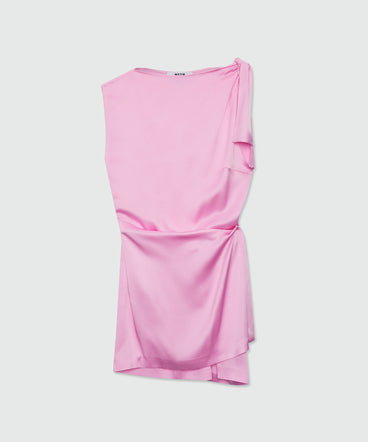 Pink satin mini dress with cutout detail