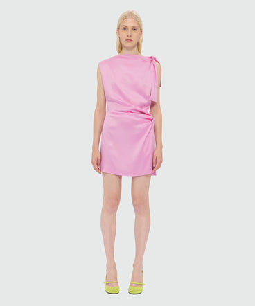 Pink satin mini dress with cutout detail