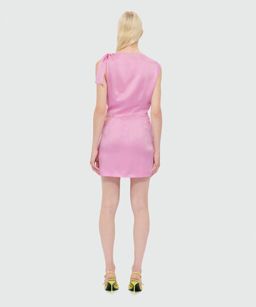 Pink satin mini dress with cutout detail