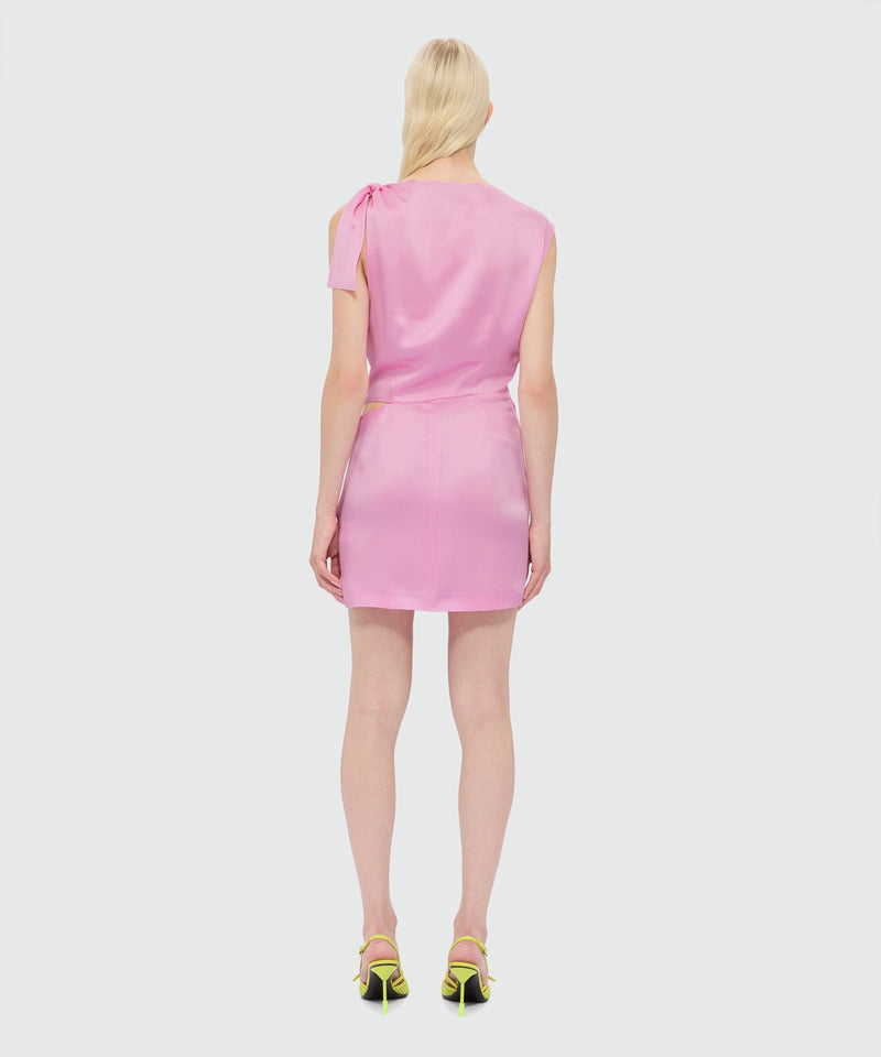 Pink satin mini dress with cutout detail Pink satin mini dress with cutout detail