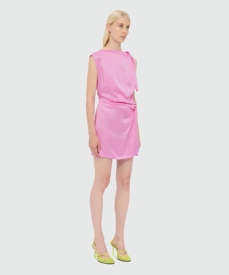 Pink satin mini dress with cutout detail Pink satin mini dress with cutout detail