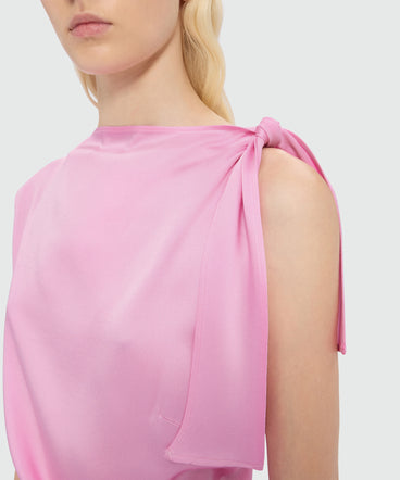 Pink satin mini dress with cutout detail
