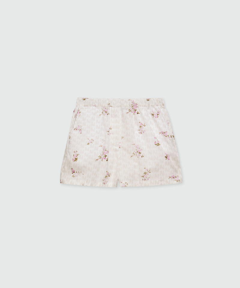 Off-white poplin Bermuda shorts with all-over print 02 Donna 