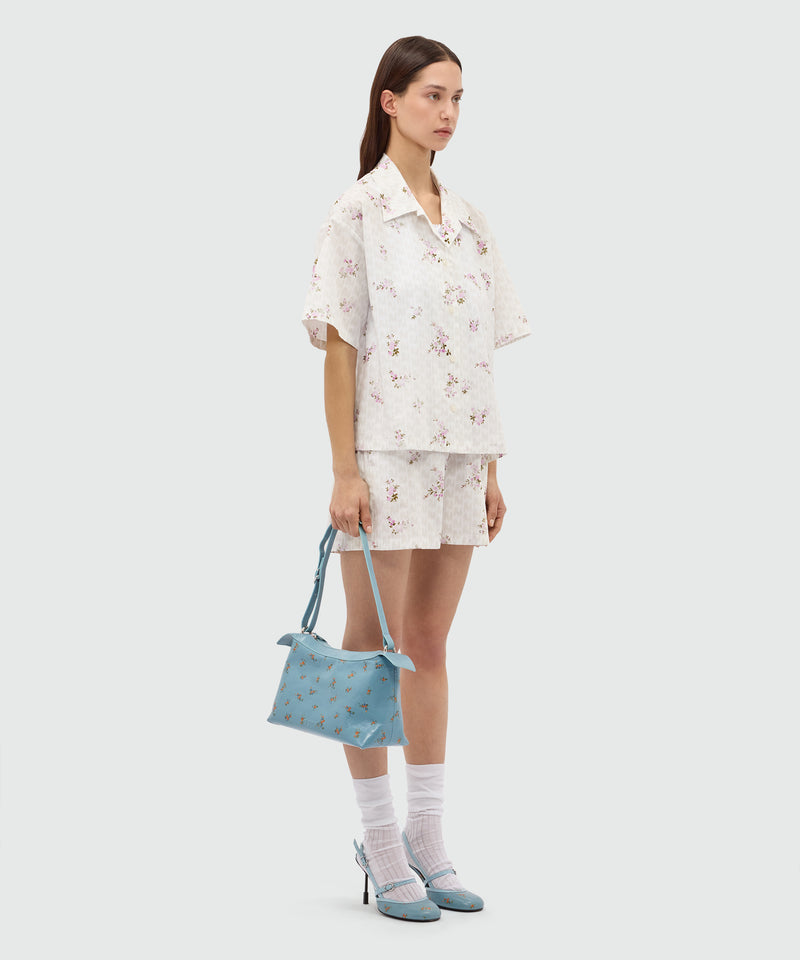 Off-white poplin Bermuda shorts with all-over print 02 Donna 