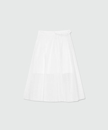 Off-white midi poplin skirt with Sangallo embroidery