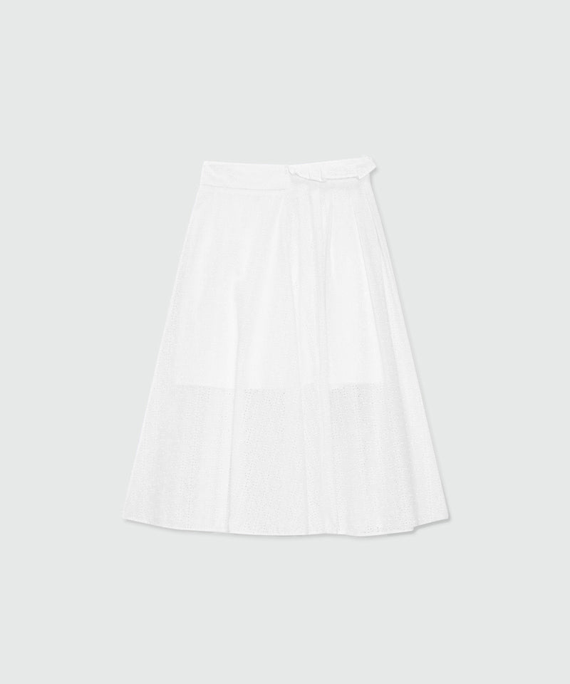 Off-white midi poplin skirt with Sangallo embroidery 02 Donna 