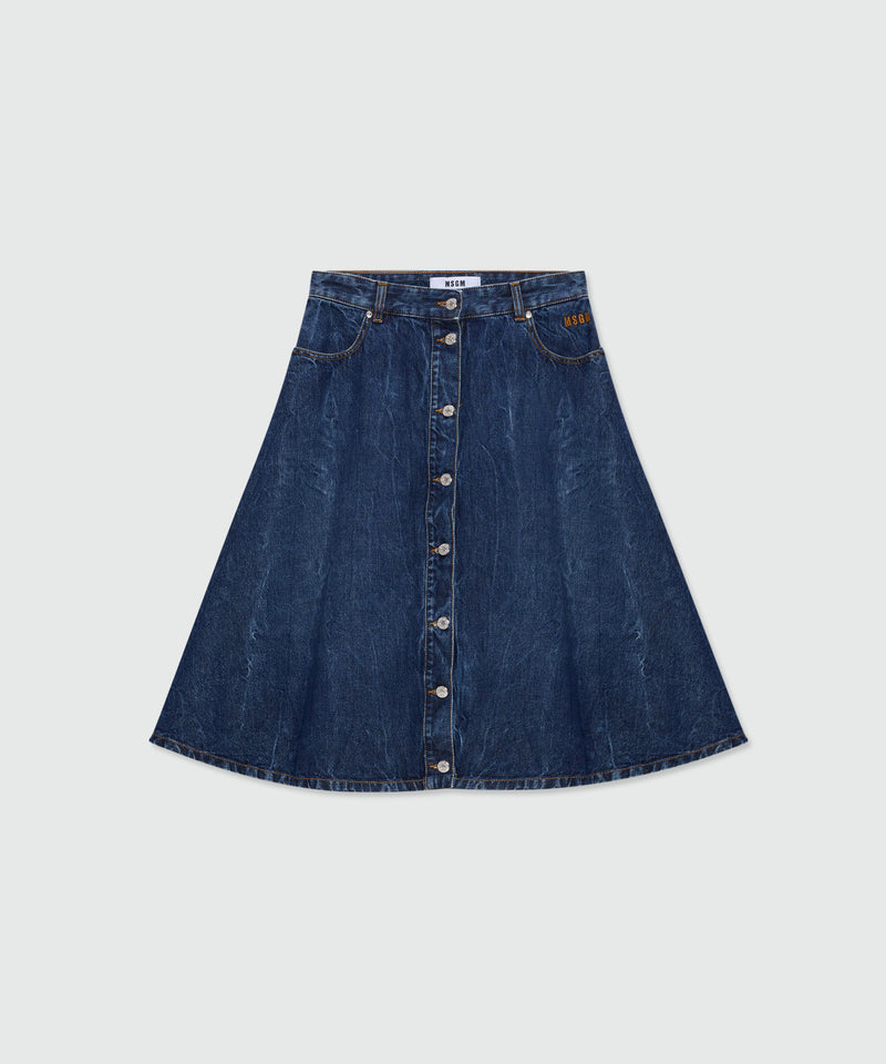 Raw denim skirt with front metal button fastening 84 Donna 
