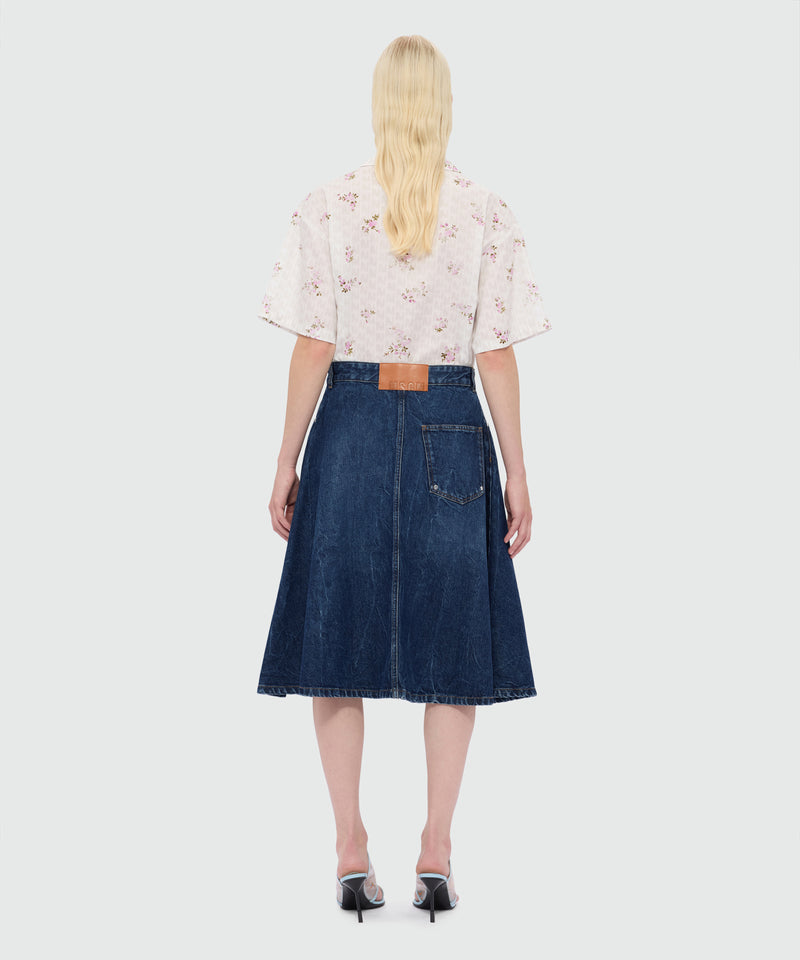 Raw denim skirt with front metal button fastening 84 Donna 
