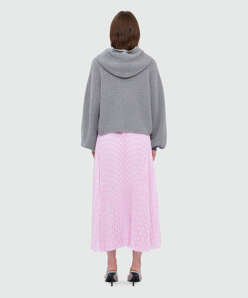 Pink pleated soleil skirt with all-over MWAVE logo print 12 Donna 