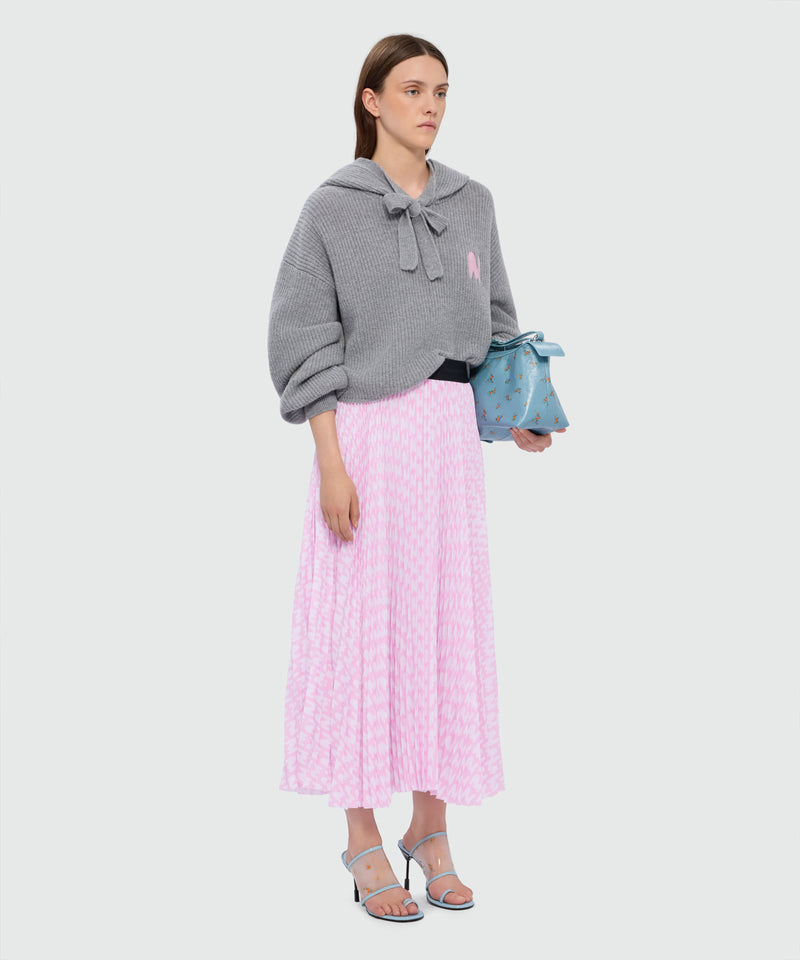 Pink pleated soleil skirt with all-over MWAVE logo print 12 Donna 