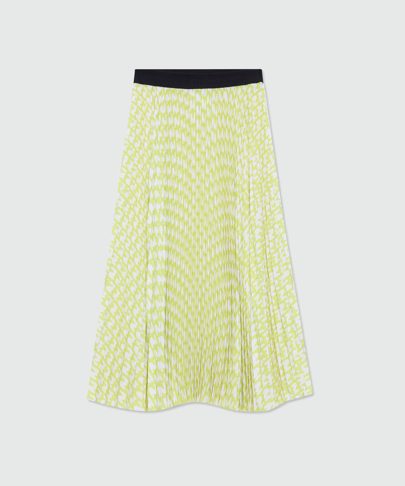 Lime pleated soleil skirt with all-over MWAVE logo print 33 Donna 