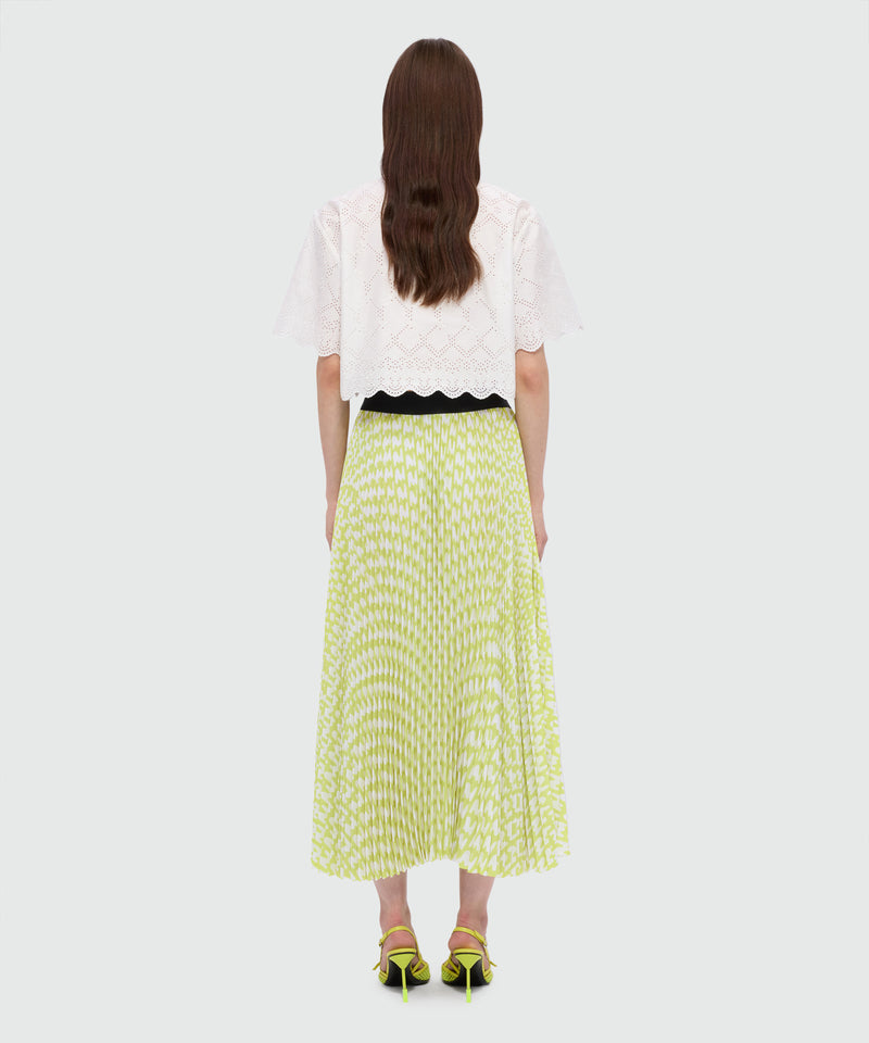 Lime pleated soleil skirt with all-over MWAVE logo print 33 Donna 