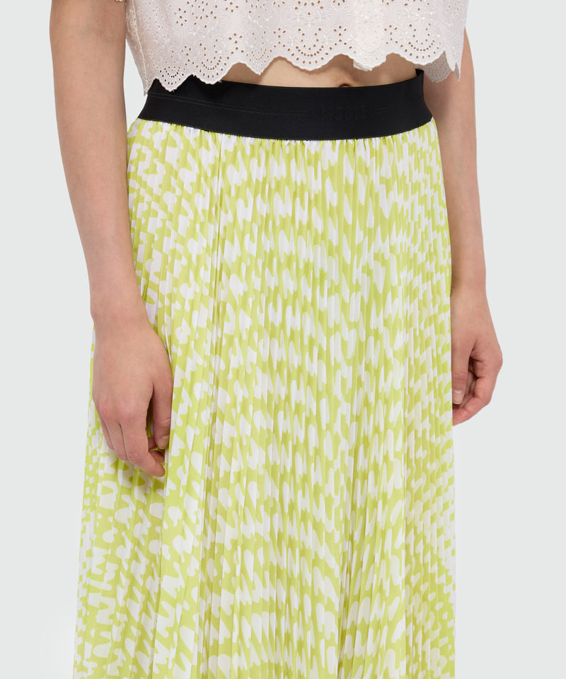Lime pleated soleil skirt with all-over MWAVE logo print 33 Donna 