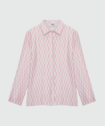 Multicolor pleated check-print shirt