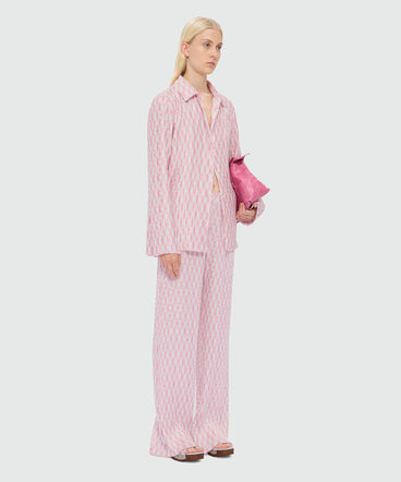 Multicolor pleated check-print shirt